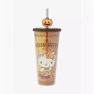 Super Cute Hello Kitty Halloween Tumblr with Pumpkin Straw